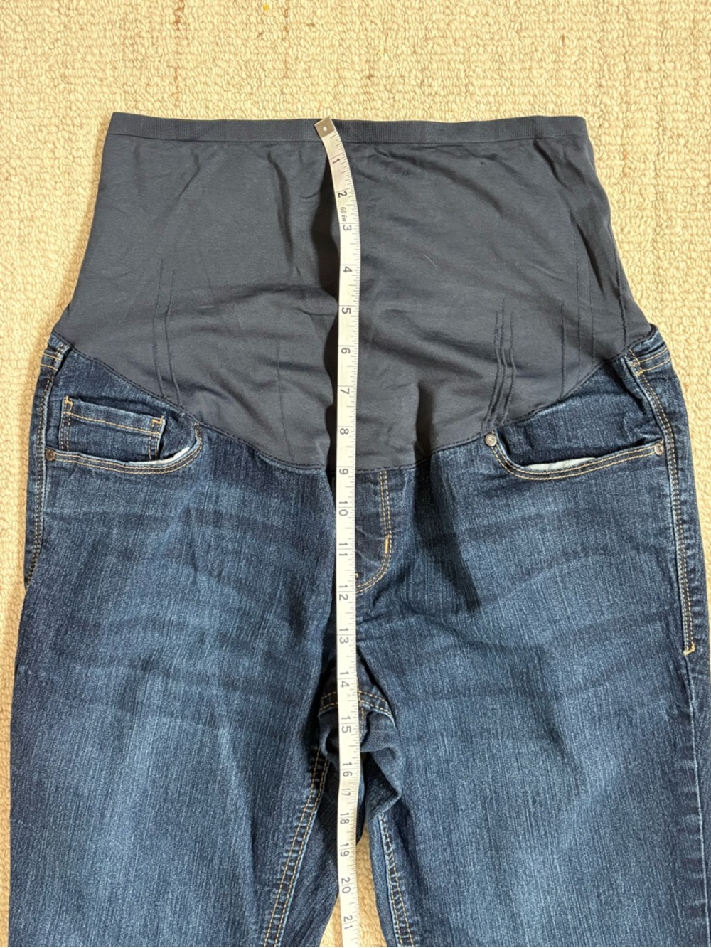 Old Navy Maternity Dark Wash Skinny Ankle Jeans Over Belly Panel Size 8 Regular - Picture 7 of 9